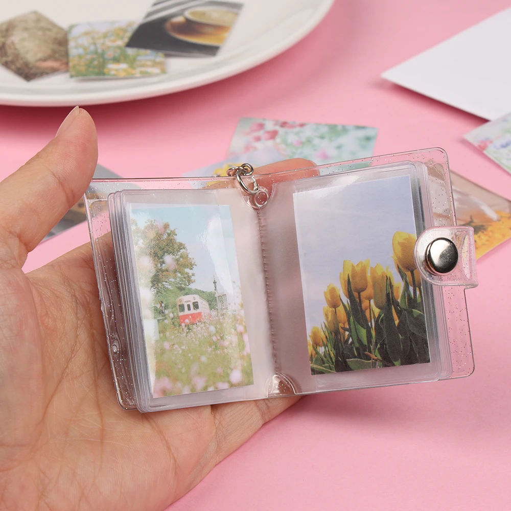 2 Inch Mini Photo Albums Keychain Pockets Photo Albums for Photos Cards Bag Creative Photocard Holder Key Chain Jewelry Gift