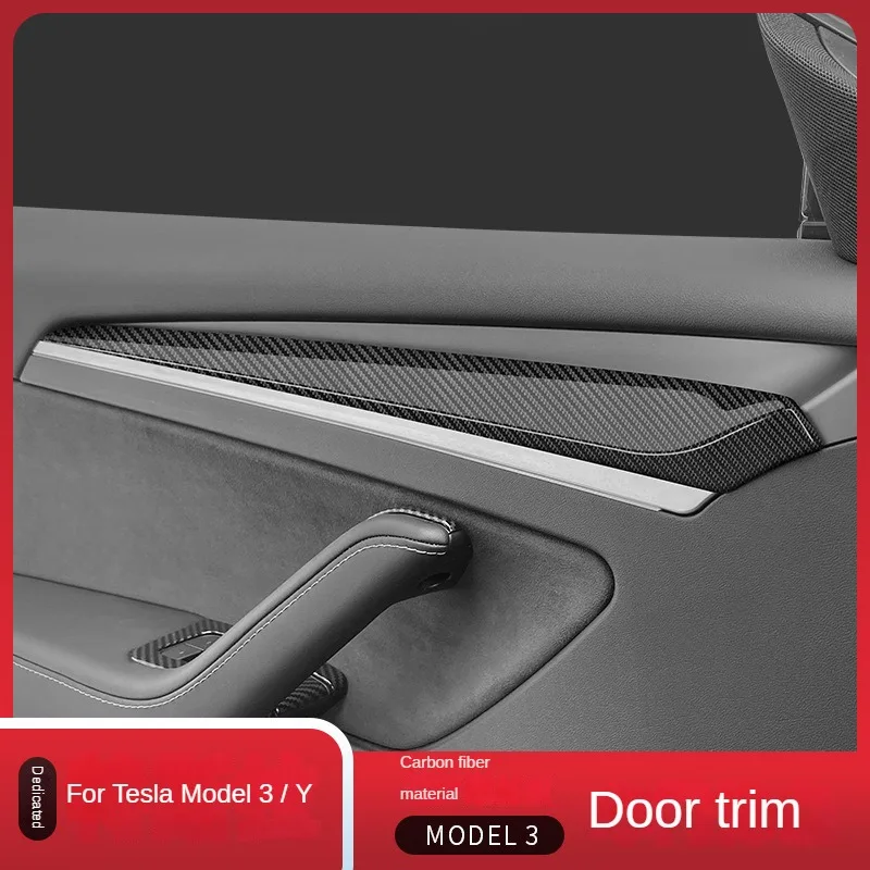 

True Carbon Fiber Door Trim for Tesla Model 3 Y 2023 Interior Door Panel Carbon Fiber Interior Decoration Modification