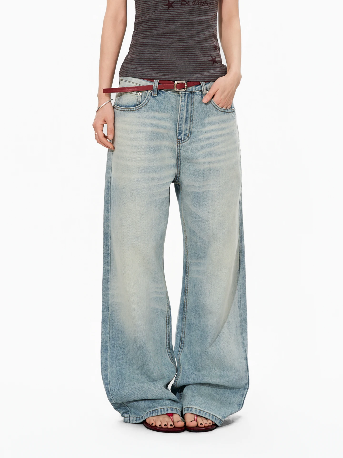 

Джинсы S3T5 с эффектом потертости, прямые, расклешенные, женские, модные, повседневные, однотонные, удобные, износостойкие