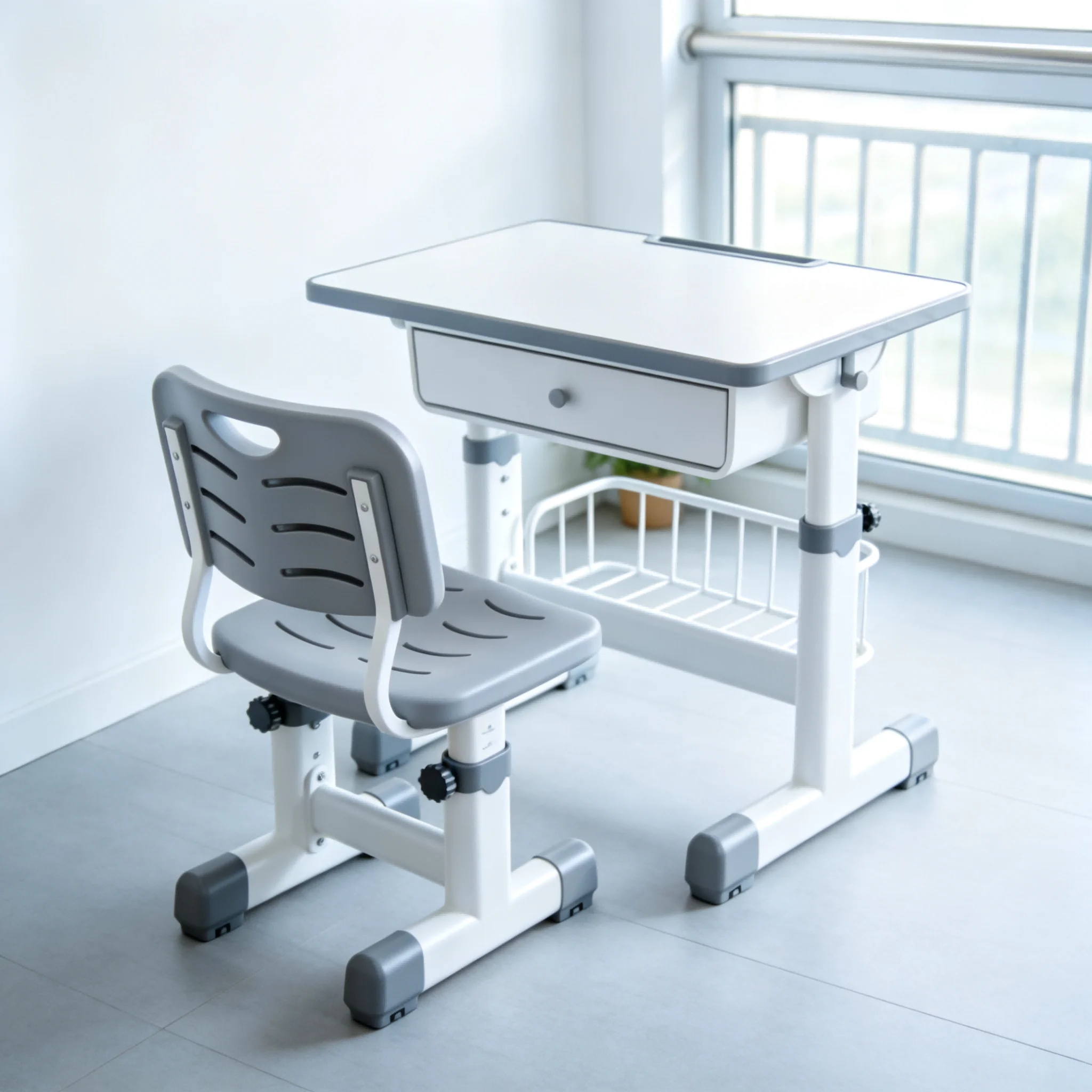 AOLIVIYA Kids Study Learning Table Classroom Table Lift Write Train Class School Reading Room Desk Chair Set