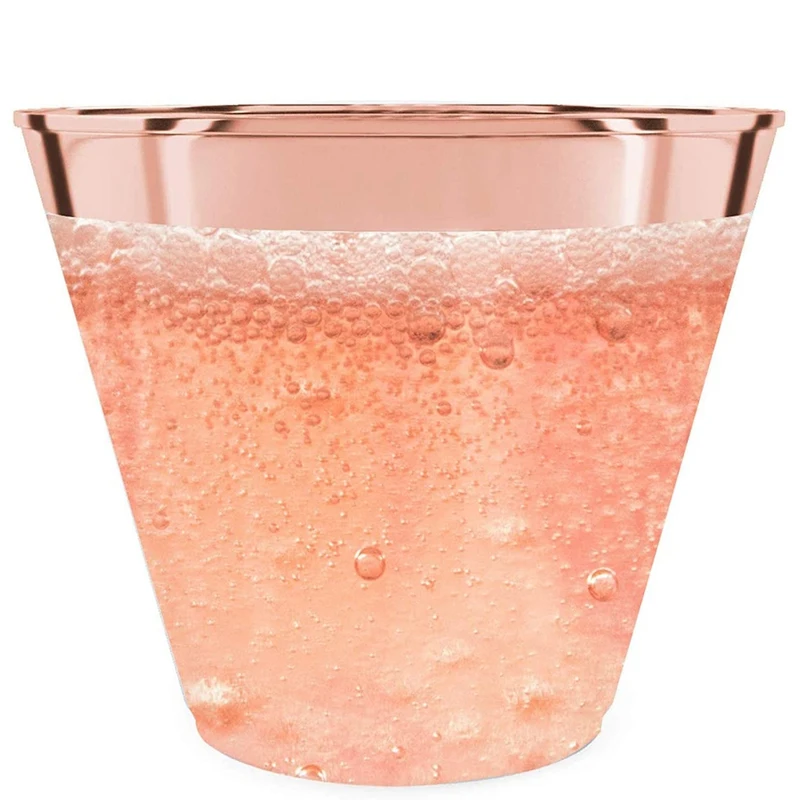 Imagem -02 - Copos Plásticos Transparentes para Festas Ouro Rosa Copo Descartável Vidro de Vinho Plástico oz