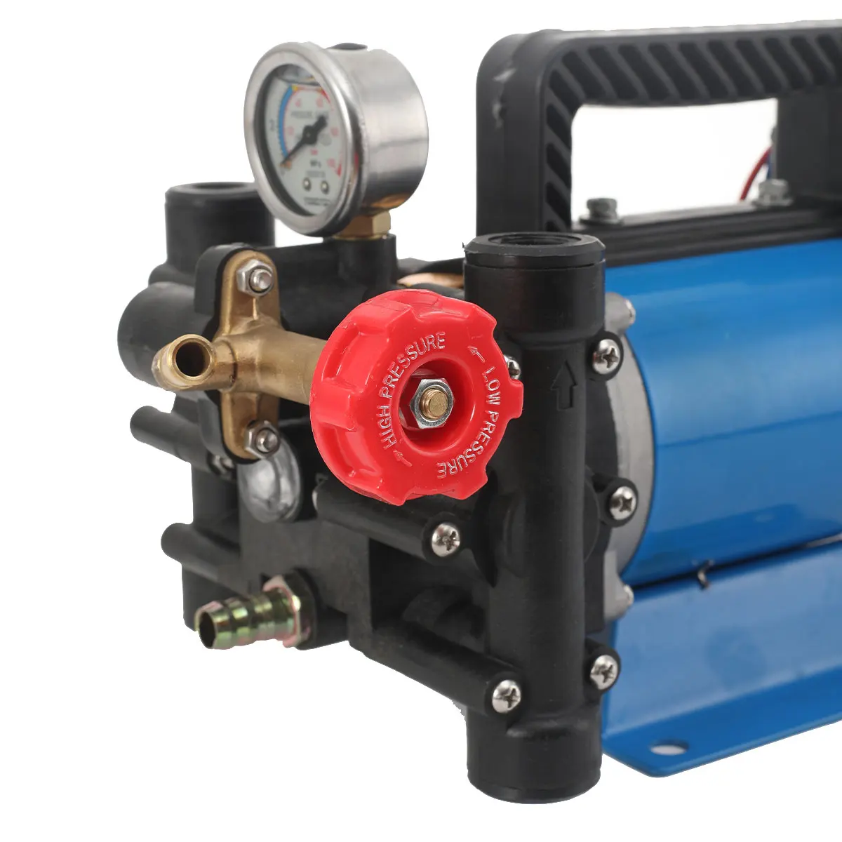 Landwirtschaftliche elektrische Hochdruckpumpe, 24 V, 16 l/min, Doppelzylinder-Kolbenpumpe, Sprühen, Bewässerung, Autowaschanlage, Pestizidsprüher – Detail 27
