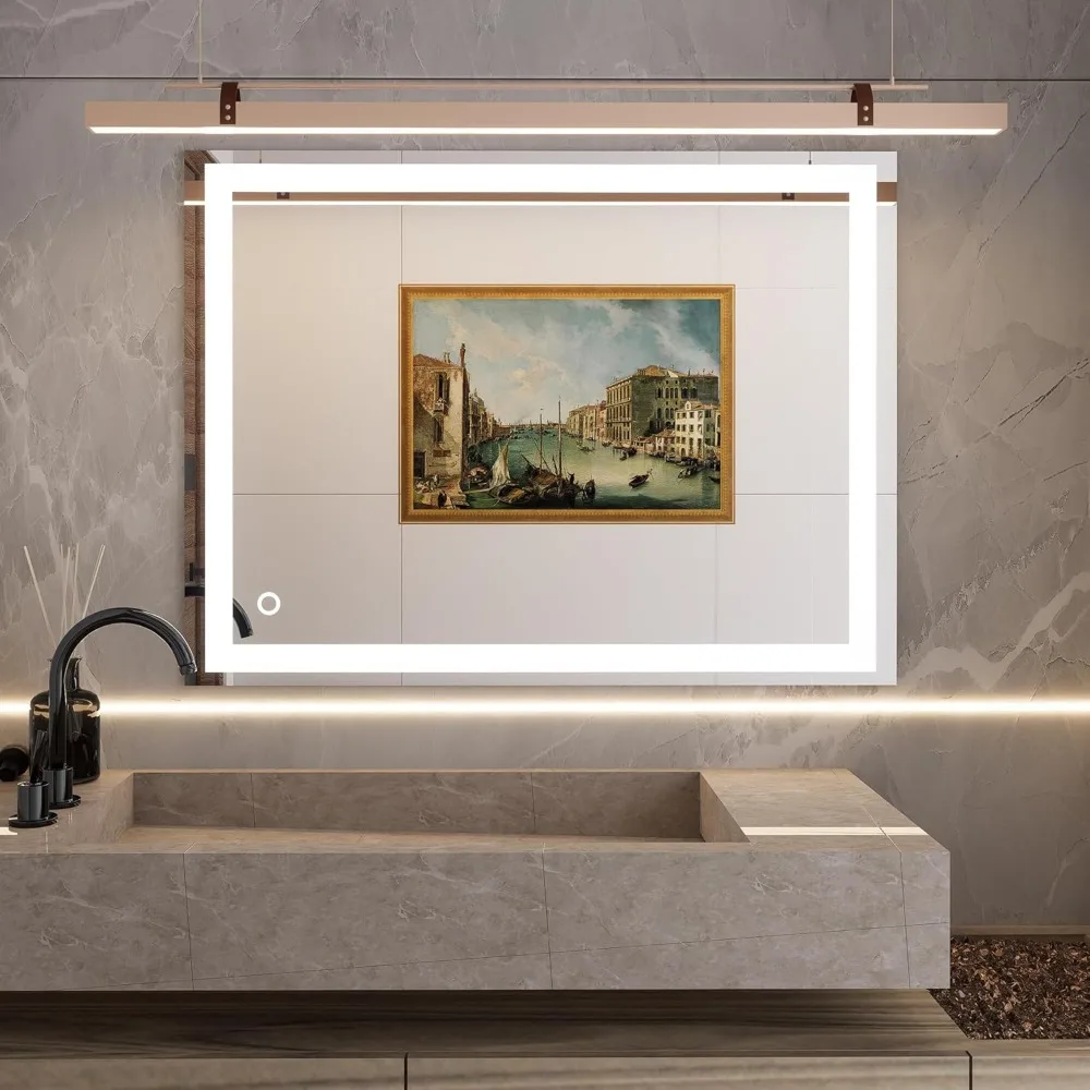 36 X 48 Inch LED Bathroom Vanity Mirror with Lights, Anti-Fog, Touch Switch, Inner Window Style Mirrors, Mirror