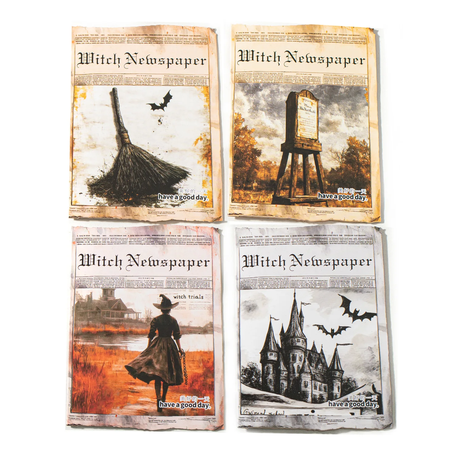 24sets/lot Kawaii Stationery Stickers Witch Newspaper Diary Decorative Mobile Stickers Scrapbooking DIY Craft Stickers