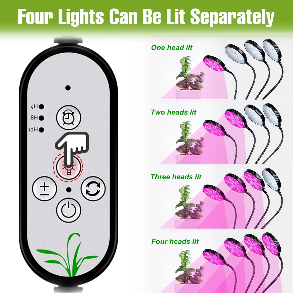 USB LED مصباح النبات الزراعة المائية تزايد أضواء الطيف الكامل داخلي زهرة الخضروات تنمو صندوق زراعة مصباح نباتي مع توقيت