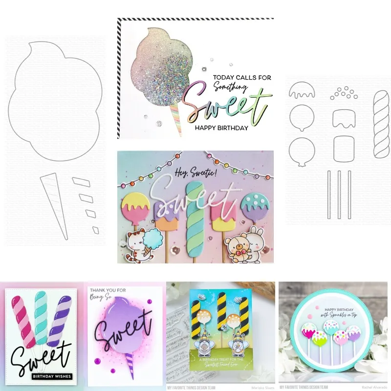 Many decorations are sprinkled on the top of the lollipop Metal cutting dies slimline essentials scrap booking card stencil cut