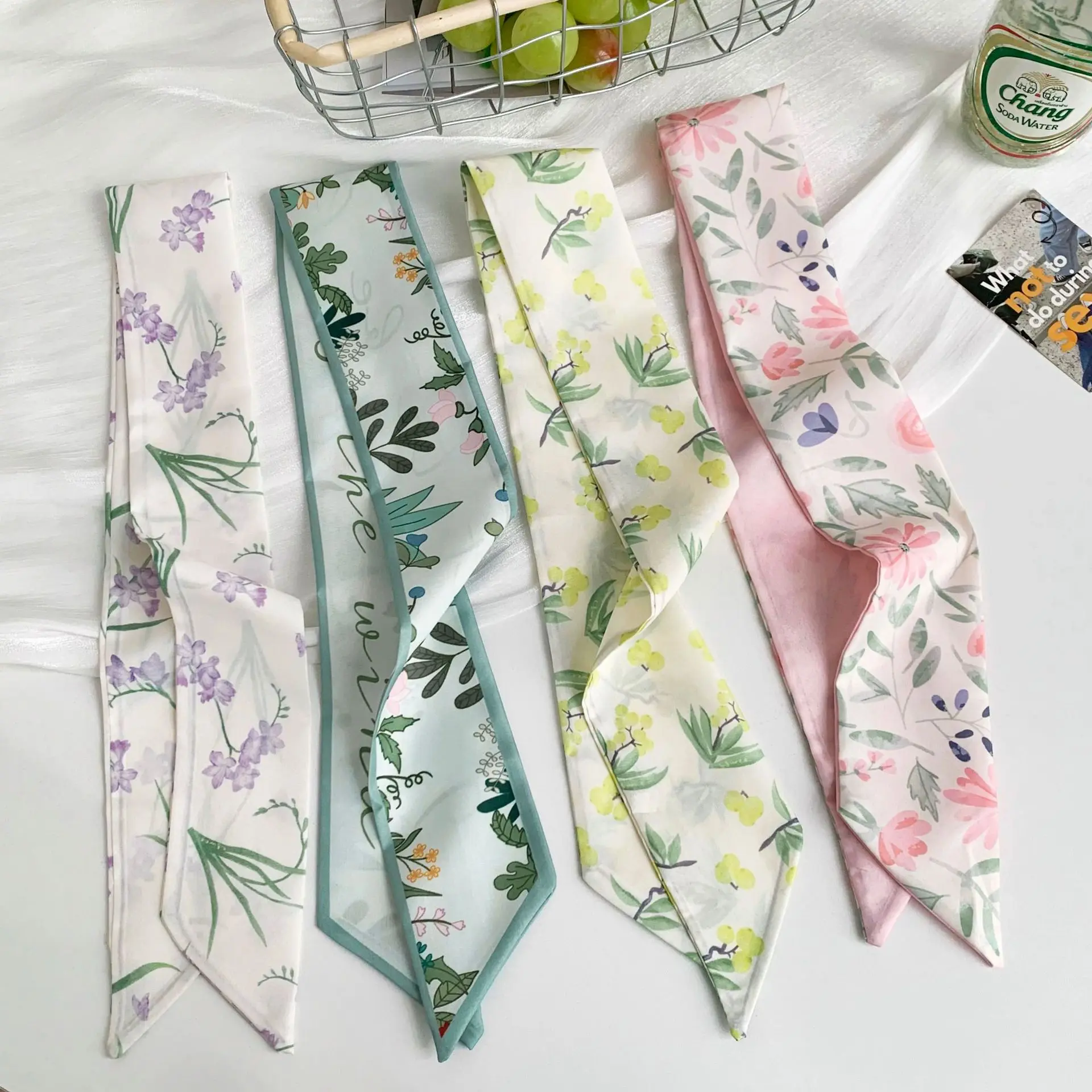 Multifunctional Head Scarf Hair Band Wrap for Women Korean Fashion Chiffon Neck Tie Bag Ribbon Lightweight Daily Gift Premium