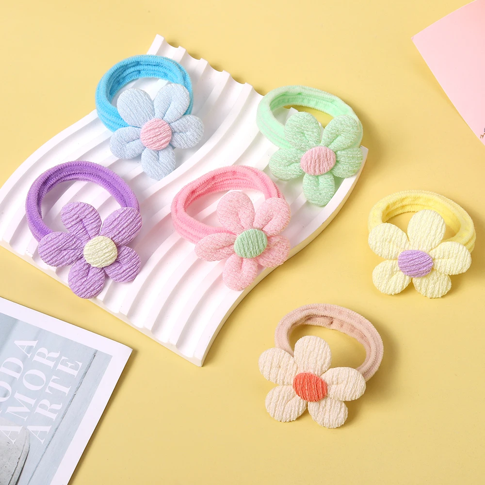 6/10pcs Set New Elastic Macron Color Rubber Band Female Elastic Girl Baby Bow Flower Head Rope head rope hair Accessories