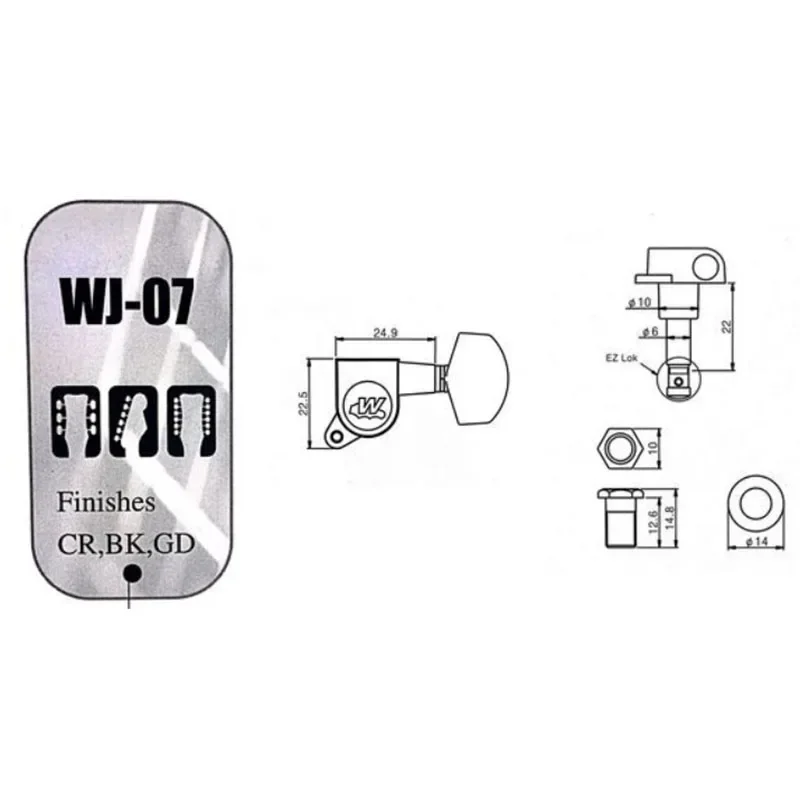 

Wilkinson WJN-07 Electric Guitar Machine Heads Tuners Black Tuning Pegs ( With packaging )