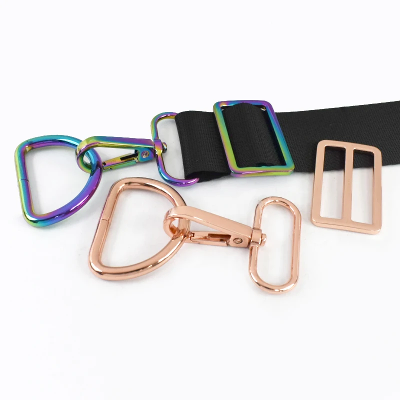 

10Sets Metal Swivel Buckles Bag Strap Adjuster Pet Collar Belt D Ring Tri-glide Lobster Clasp Carabiner Hooks DIY Accessories