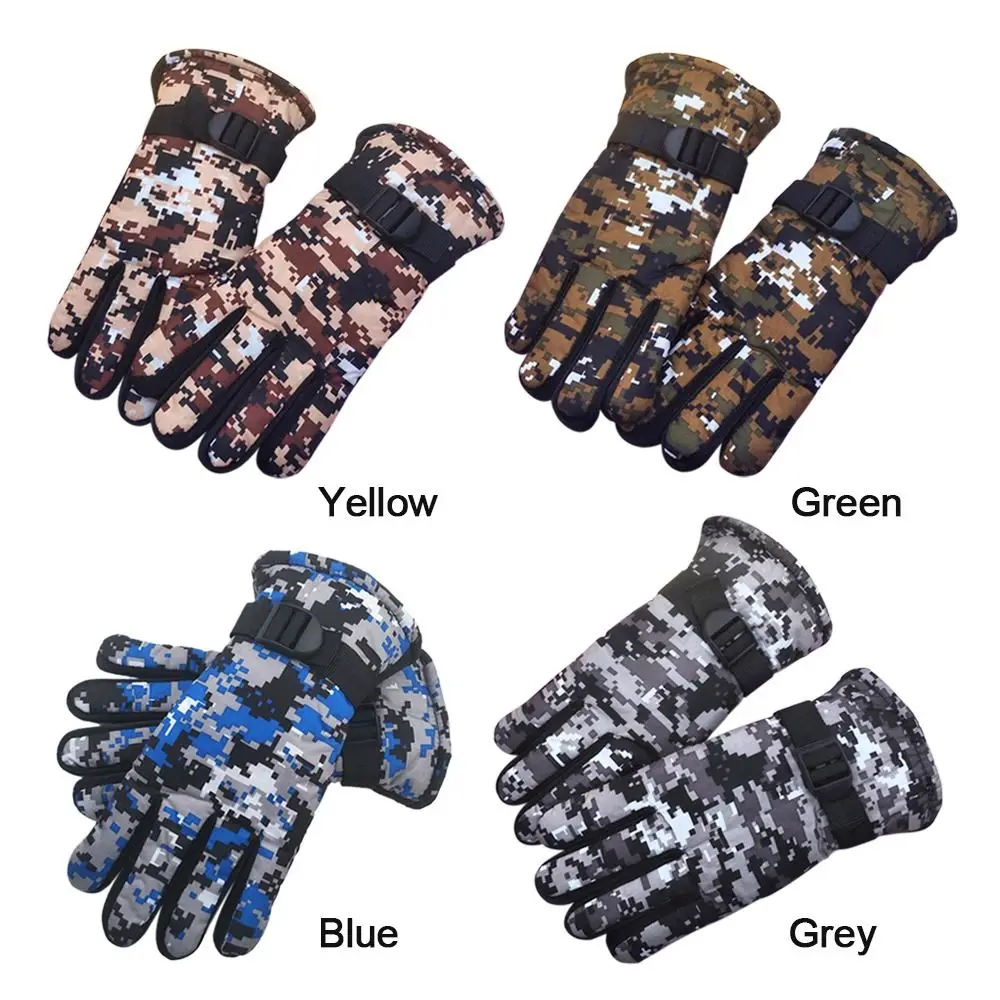 CamSolomon-Gants de ski chauds en velours pour enfants, gants d\'extérieur pour garçons et filles, optique d\'hiver, doigt complet, enfants de 7 à 13