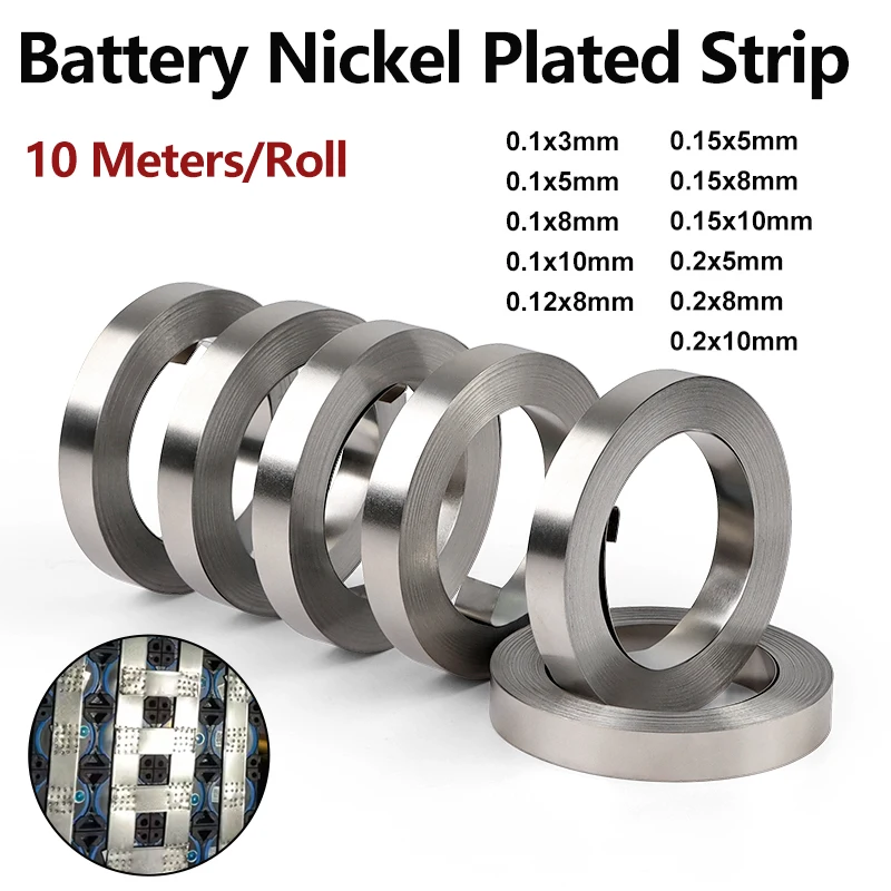 

1Roll 10M 18650 Battery Nickel Plated Strip Li-ion Connector 0.1mm 0.12mm 0.15mm 0.2mm Spot Welder Steel Belt Battery Connectors