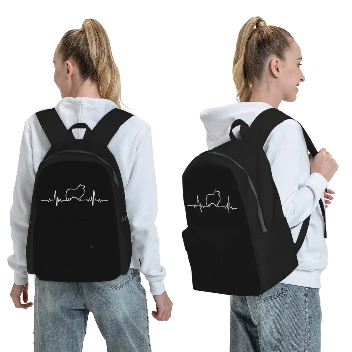 

Minimalist Heartbeat Shetland Sheepdog Backpack Boys Girls BookBag Kids School Bag Laptop Shoulder Bags for Men Women