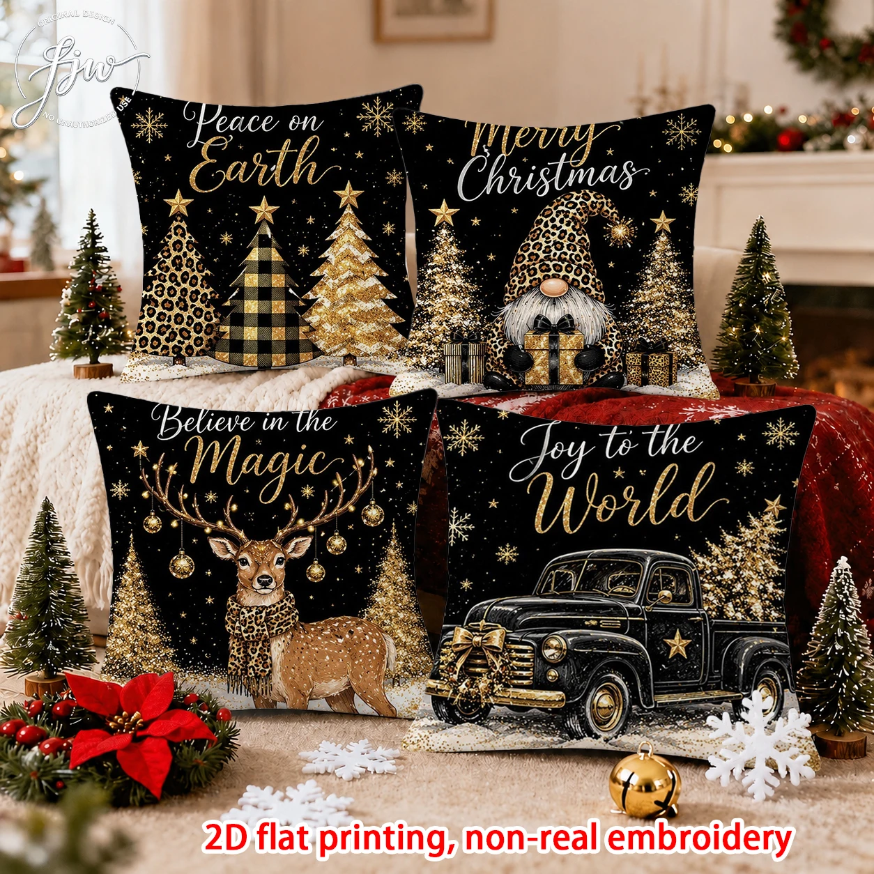 1pcs Christmas Winter Throw Pillow Covers Navy Blue Snowman Polar Bear Xmas Cushion Cases for Home Holiday Decor