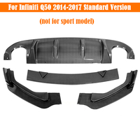 Car Carbonfiber Front Spoiler Lip Rear Bumper Diffuser Cover Protection For Infiniti Q50 2014-2017 Standard Version