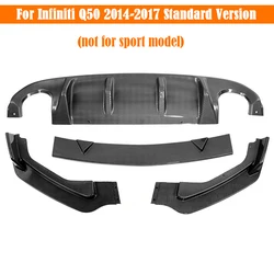 Protezione della copertura del diffusore del paraurti posteriore del labbro dello Spoiler anteriore in fibra di carbonio per Infiniti Q50 2014-2017 versione Standard