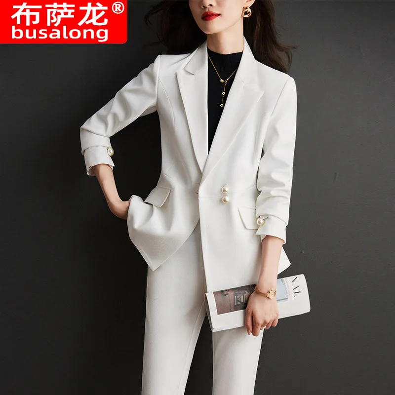 High-Grade White Suit Jacket Women's Autumn High-End and Fashionable Temperament Professional Goddess Temperament Work Clothes S