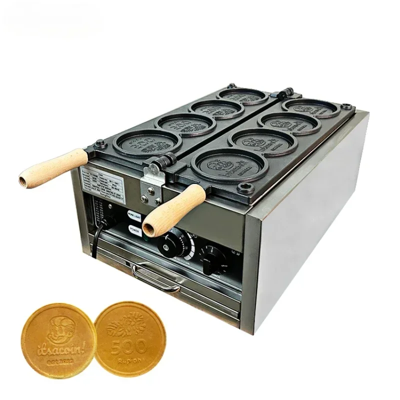 Best Sellers High Top Quality Snack Machines Personalised Coin Shaped Waffle Maker Cast Iron 4 In 1 Coin Waffle Machine Hot sale