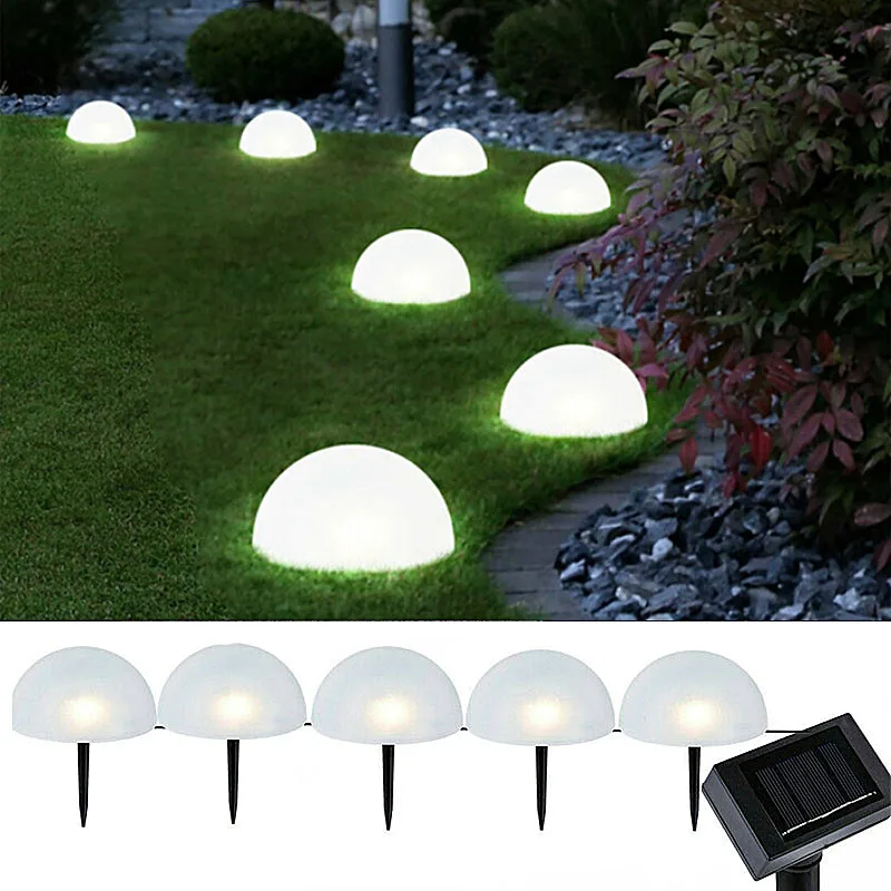 

Ball Shaped Solar Ground Light Garden Lawn Lamp 5 LEDs Outdoor Waterproof Pathway Landscape Half Global Shaped Light