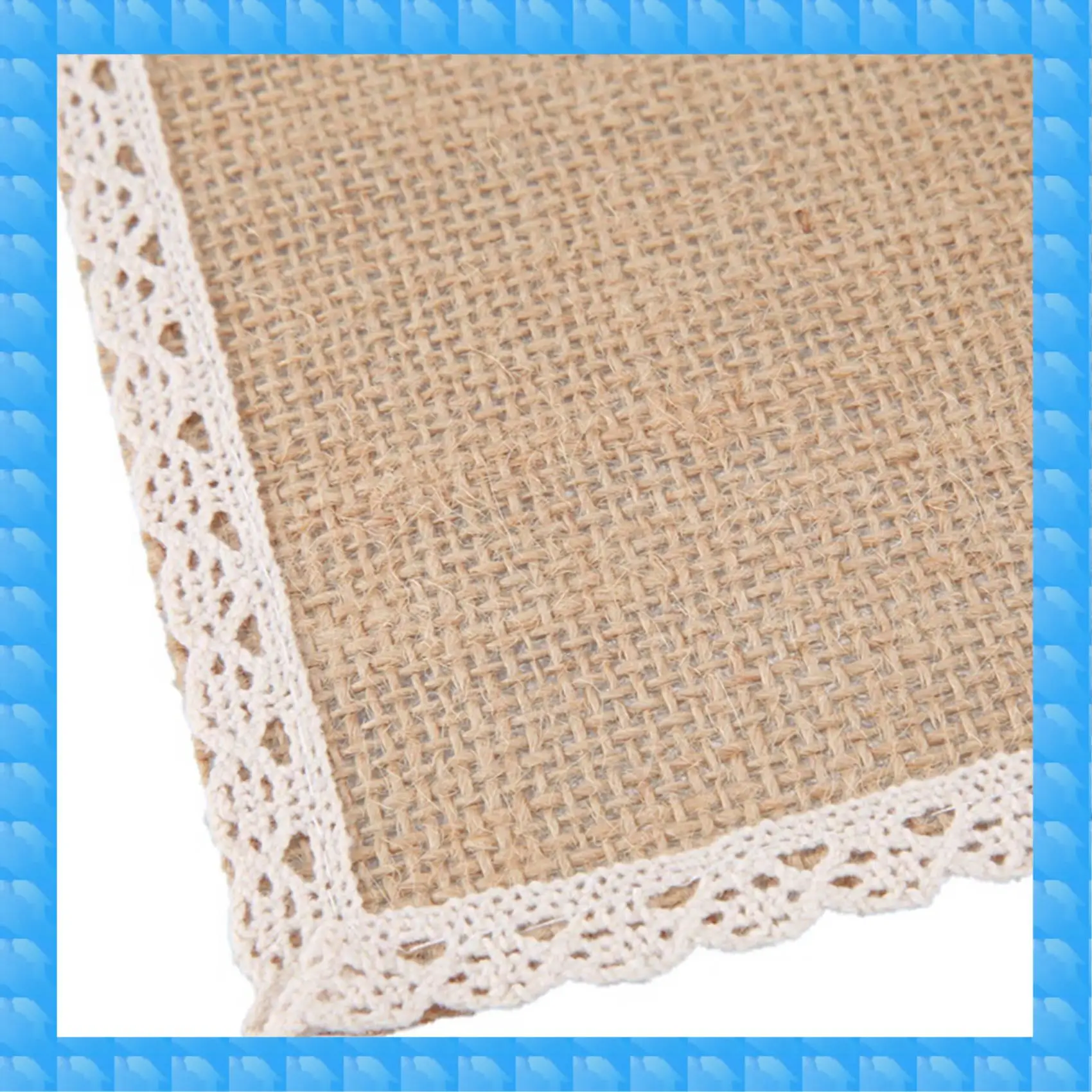 

ETRT 16Pcs Linen Table Mat Lace Placemat Set Natural Jute Woven Tableware Mat Wedding Party Decoration
