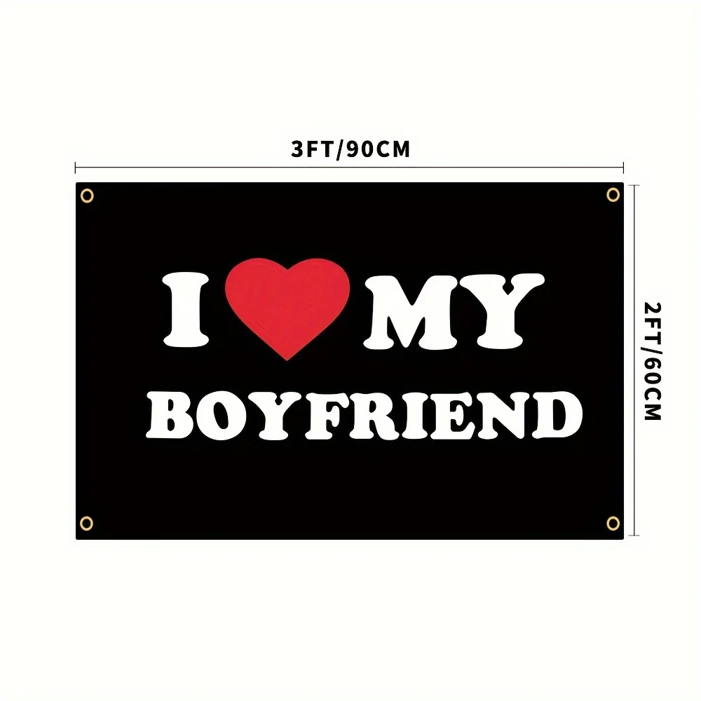 I Love My GF/BF" 3x5ft Polyester Door Banner, Durable Wall Decor with Grommets for Dorm, Room,Men's Cave - No Electricity Needed