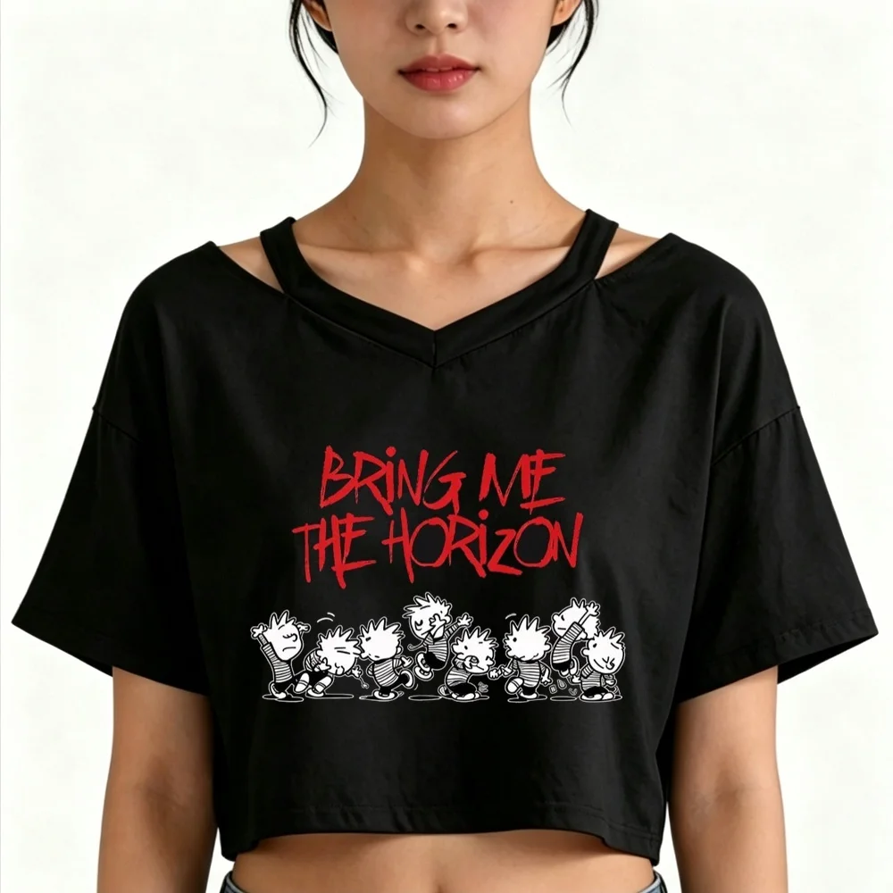 Bring Me the Horizon cropped top teen meme cutecore gothic cheap graphic t-shirt 2000s alternative  clearance sales summer anime