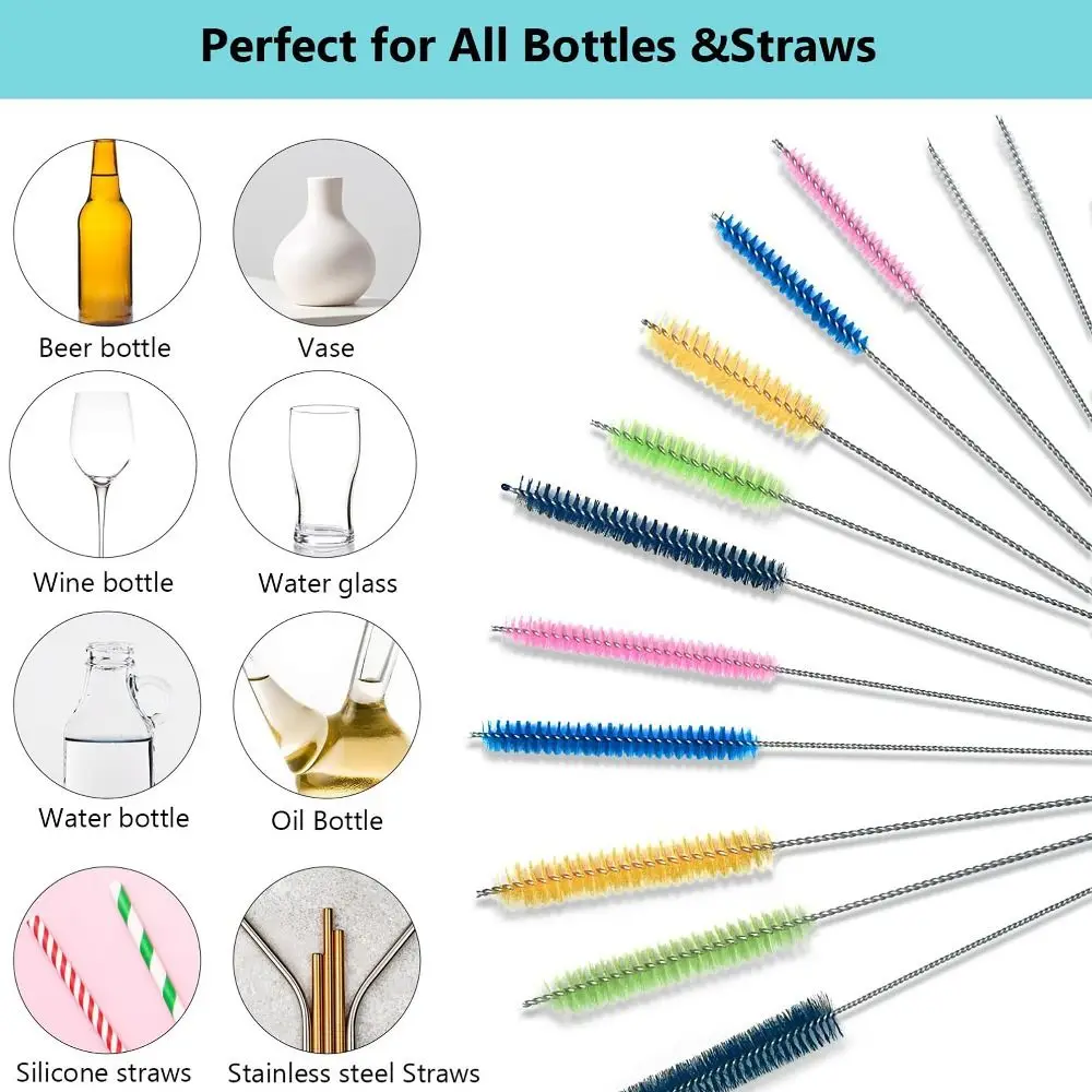 Colorful Multi-purpose Straw Cleaning Brush Nylon Bottle Accessory Straw Cleaners Slot Brush for Office Kitchen