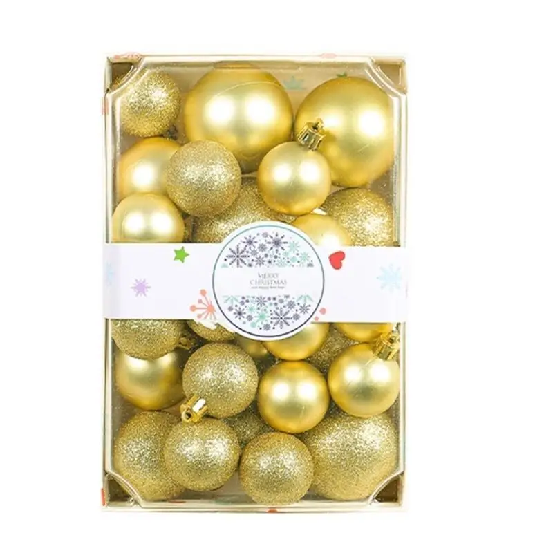 652F 26pcs Plastic Christmas Balls Ornament Glitter Ball Pendant Indoor New Year Christmas Tree Decor Christmas Decoration