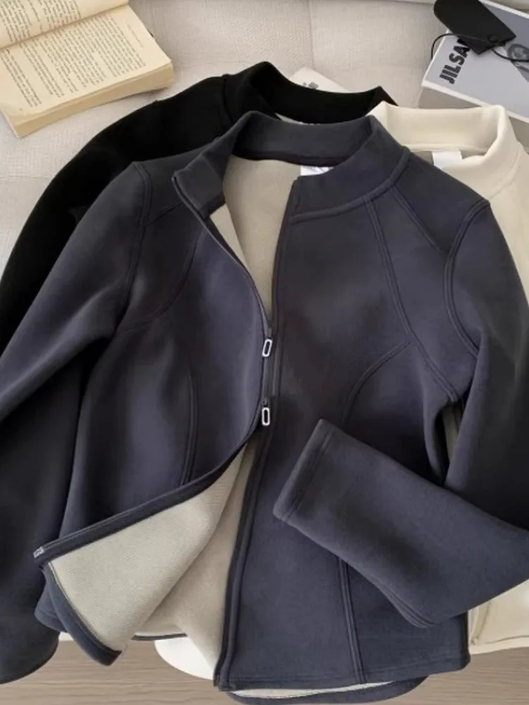 

Женская толстовка из графена для похудения, осенне-зимняя, на молнии, с воротником-стойкой, для ношения как под верхнюю одежду, так и самостоятельно, модная, укороченная модель, длинный рукав