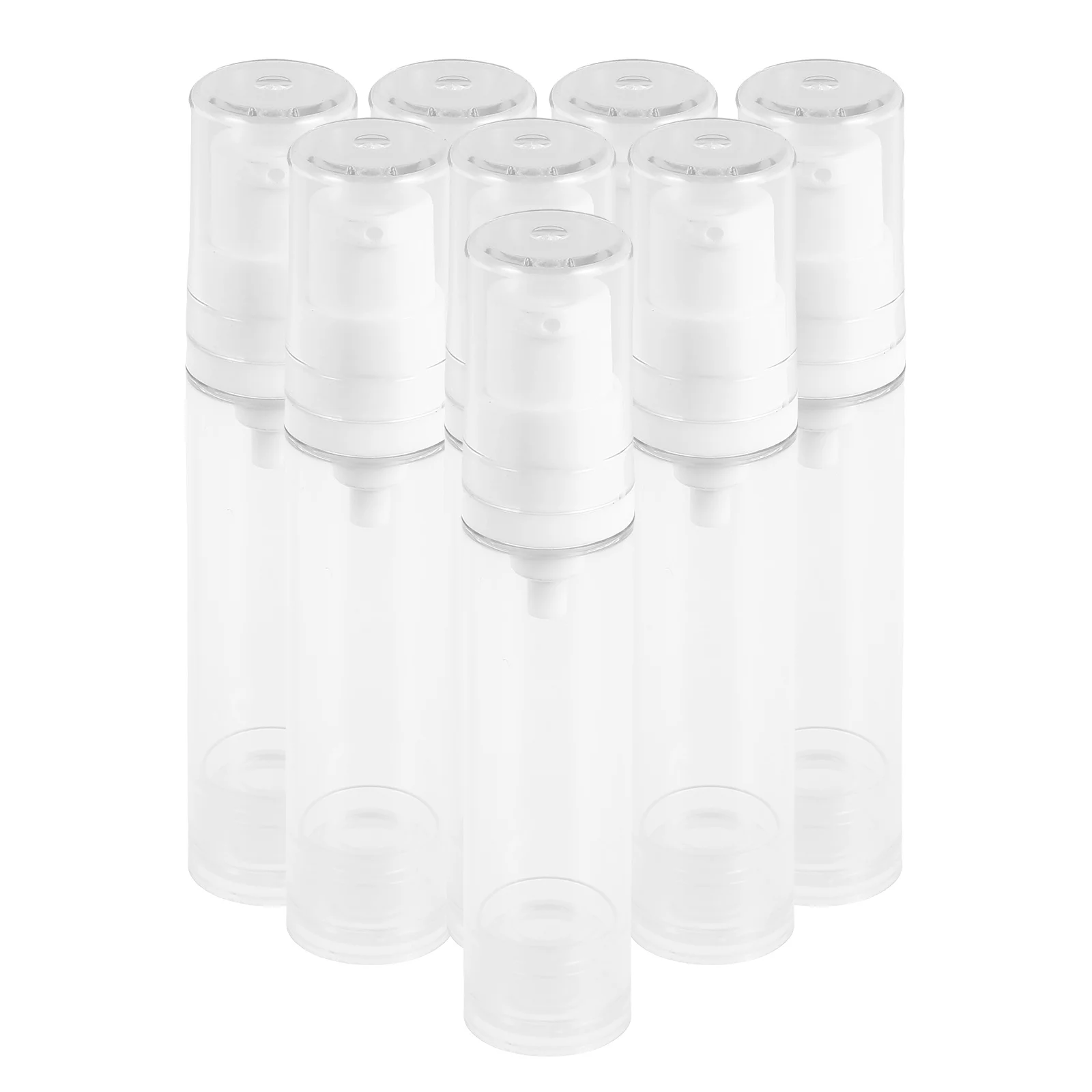 

8pcs Lotion Sample Bottle 10ml Mini Vacuum Dispenser Clear Travel Containers for Cream Foundation Balms Refillable Airless