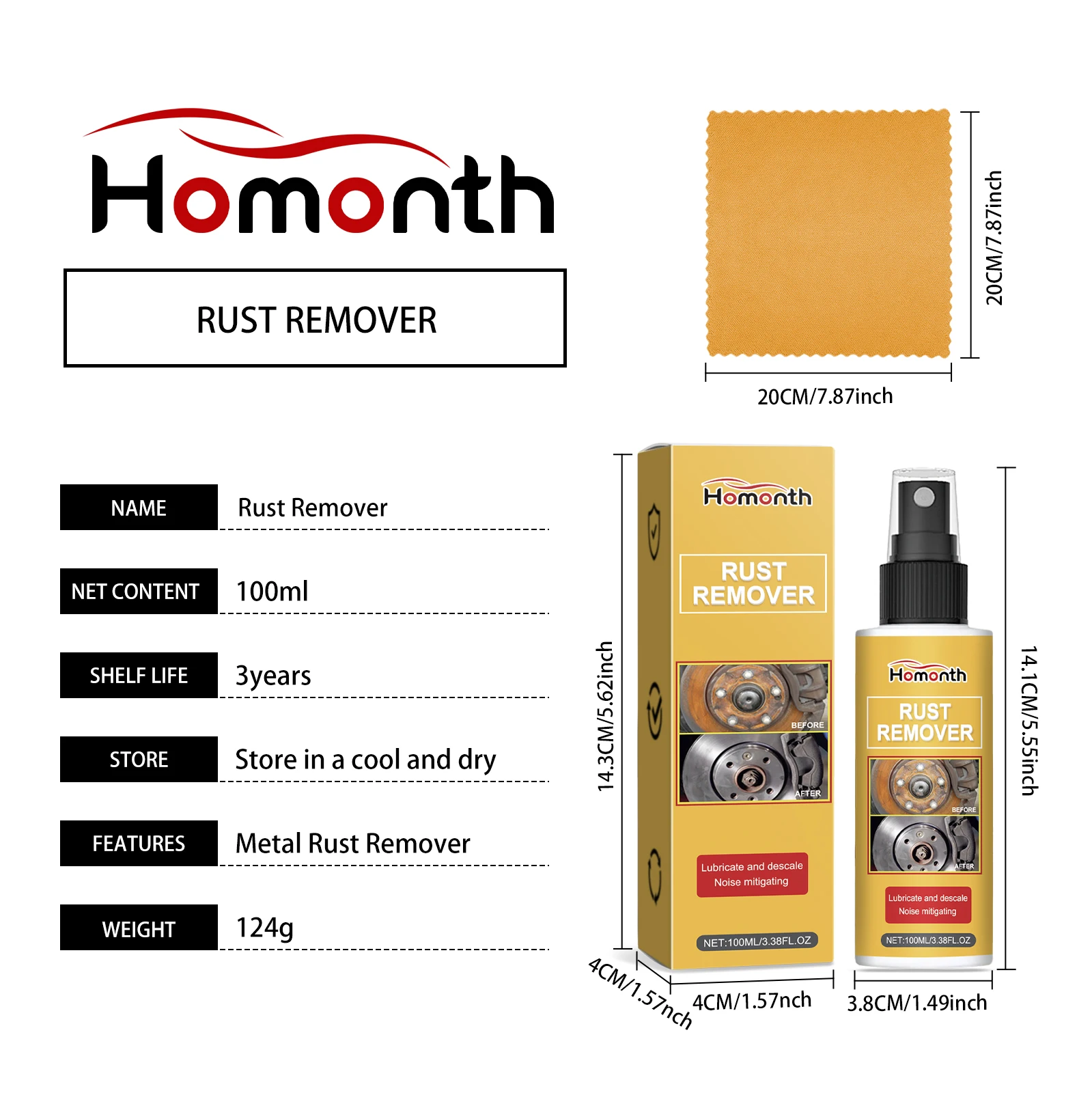 HomonthAutomotiveMetal Iron Powder Rust Remover,automotive PolishingCleaning,rust Prevention,stain Removal and Maintenance Agent