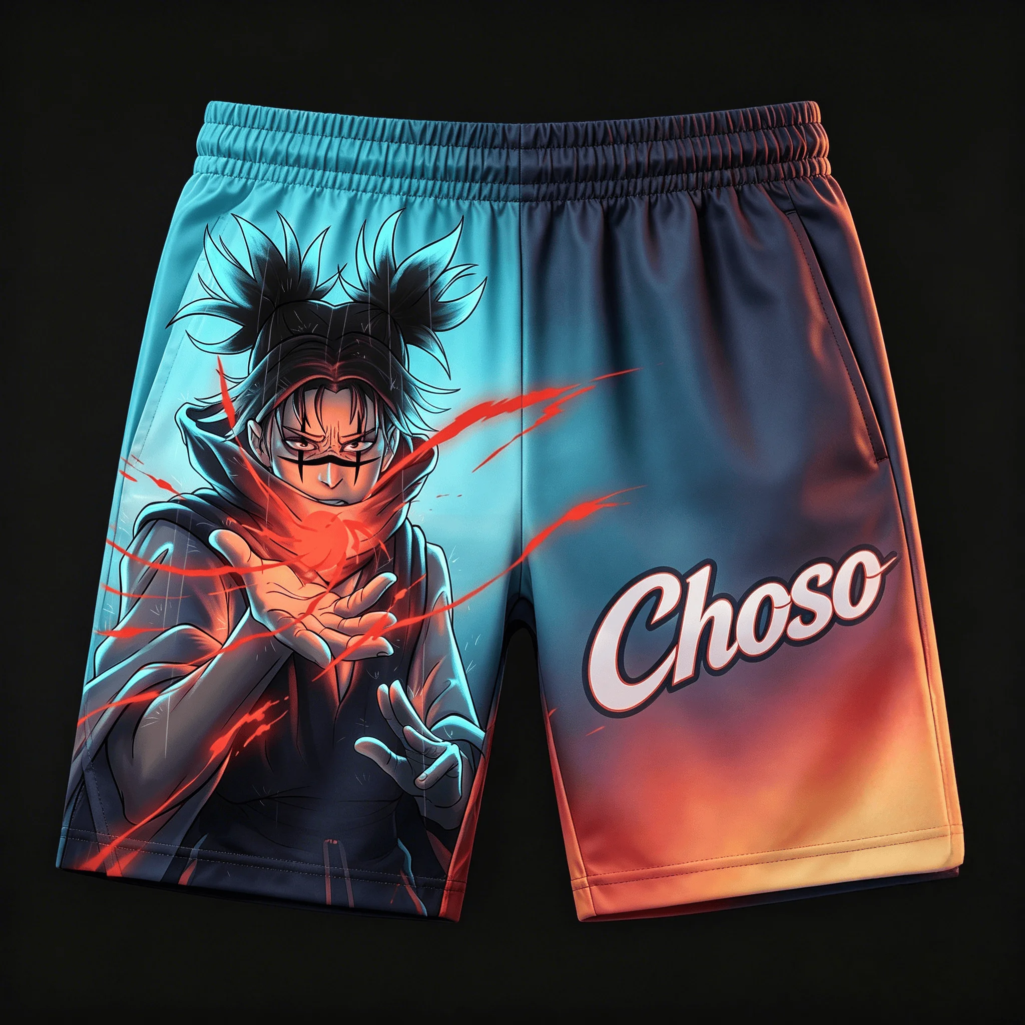 2026 Summer Jujutsu Kaisen Choso Quick Dry Gym Shorts, Men's Unisex Anime Print Running Sports Board Casual  Shorts