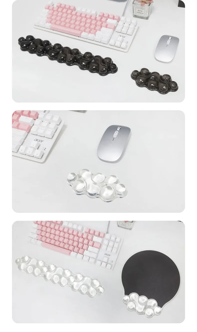 Transparentes Silikon-Handgelenkauflage-Set, Tastatur-Mauspad, Kühlgel, ergonomische Schreibtischunterstützung für Büro und Gaming, 4 Farben – Detail 9