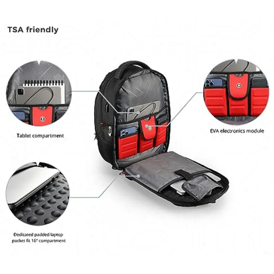 حقيبة ظهر للكمبيوتر المحمول للرجال بتصميم Swissdigital للسفر الجامعي والأعمال مع منفذ شحن USB متكامل وحماية RFID