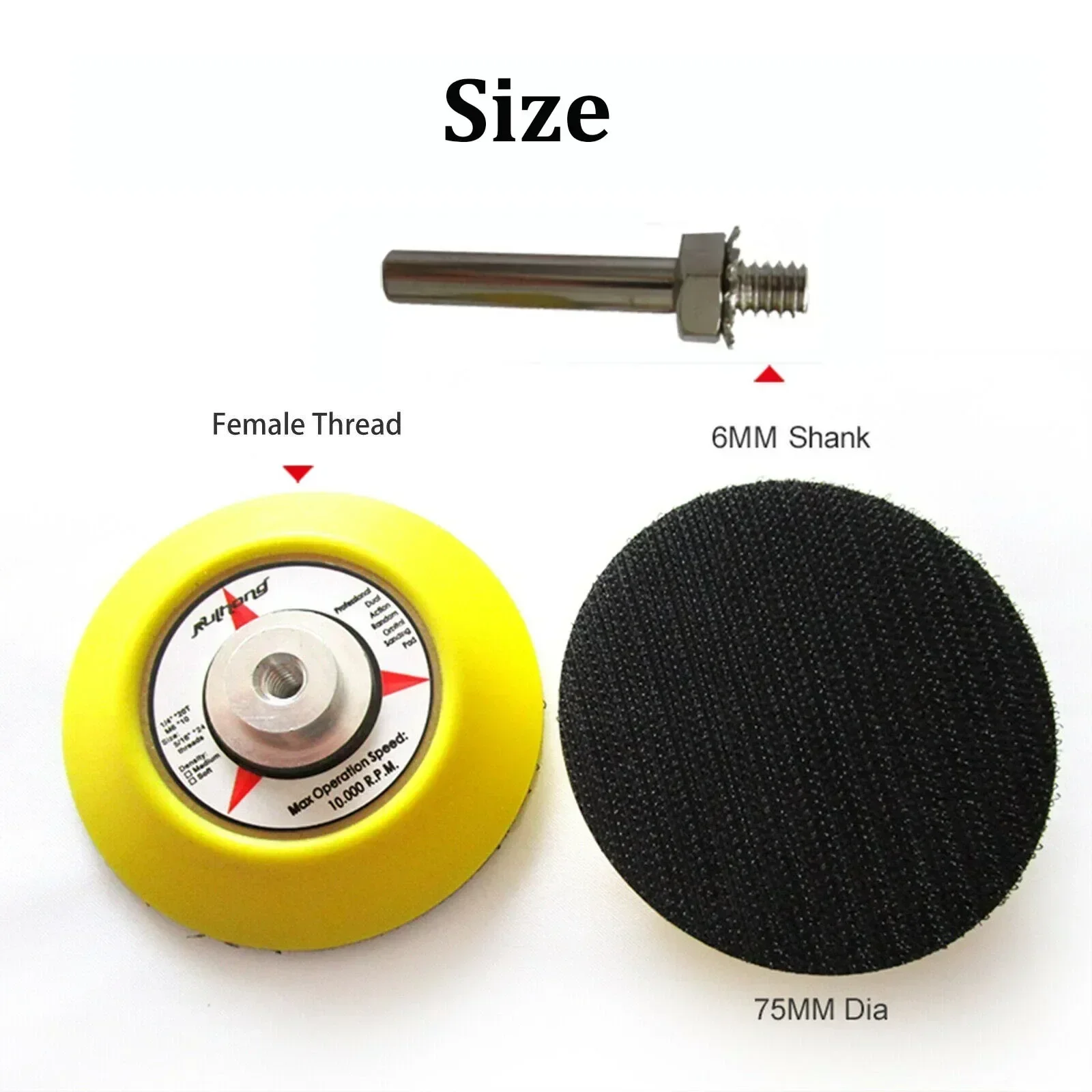 2 Stück Klett-Stützteller 3" x 0,12" Gelb + Schwarz 10000 U/min Kunststoff + Metall + Nylon Polierpad Schleifen Neu