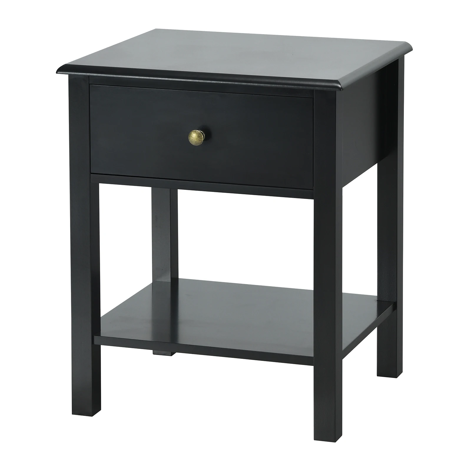 

End Table Nightstand Storage Display Drawer Shelf Beside Bedroom Black