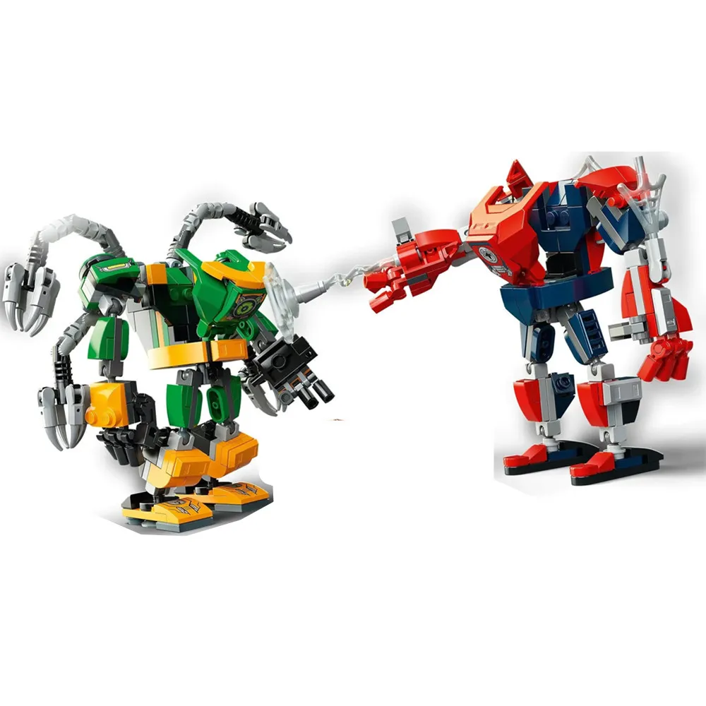 Superheroes Spider-Man VS Doctor Octopus Mech Armor Battle Building Blocks Kits Bricks Classic Movie Model Kids Toys Boy Gift