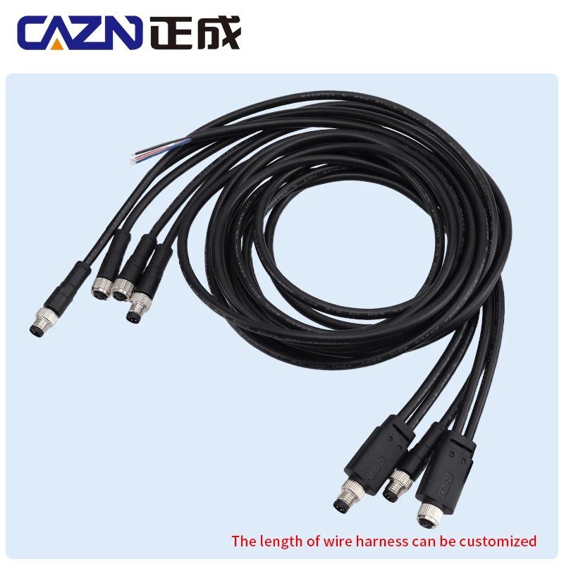 M8 Y-Splitter Overmolded Plug 1 into 2 Unshielded Male Female 3 4 5 6 8 Pins IP67 Industrial Automation with 1m PVC TPU Cable