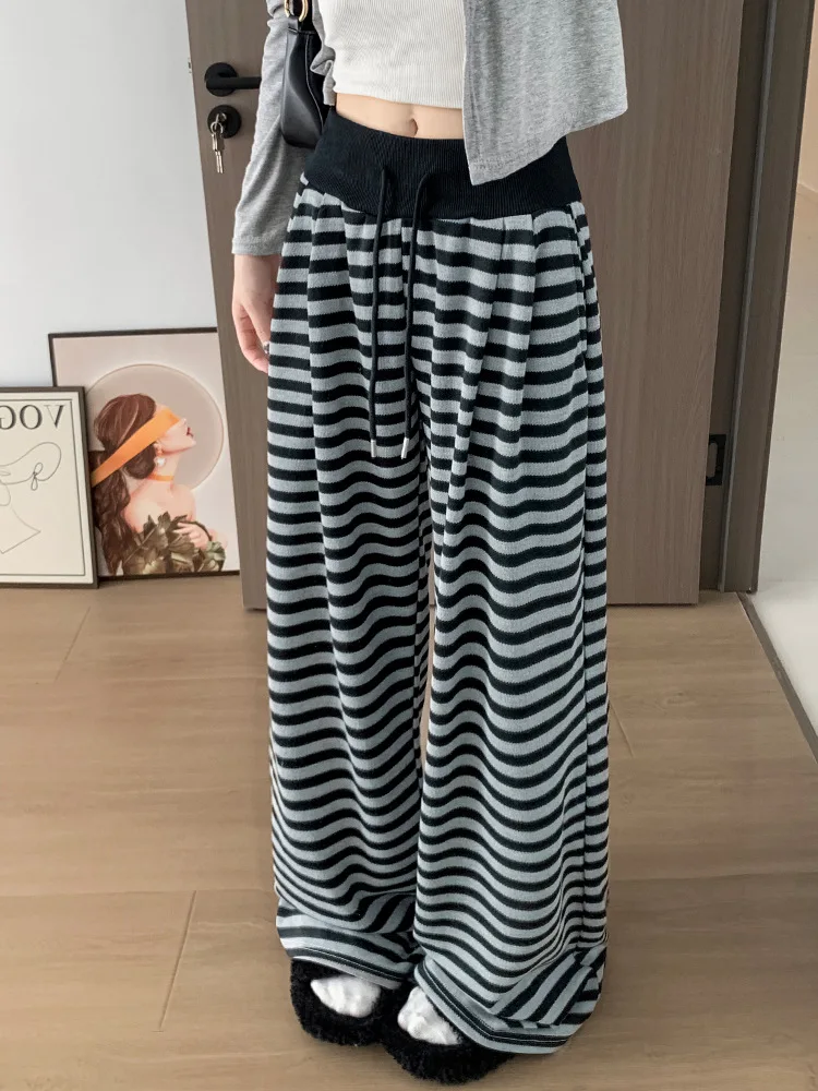 Wide Leg Pants Asymmetrical Womens Spring Knitted Pleated Aesthetics Leisure Lightweight Softshell Basic Breathable Detail Retro