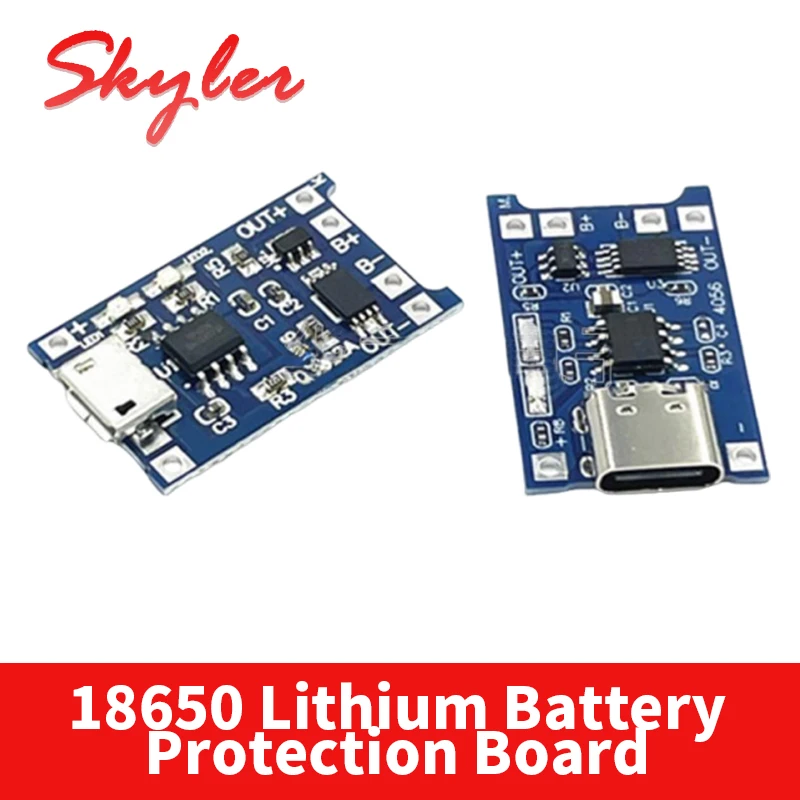 1p/3pcs/5pcs/10pcs 1A 18650 Lithium Battery Protection Board Type-c/Micro/Mini USB Charging Module TP4056 With Protection Module