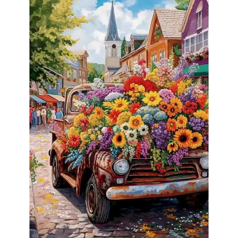 

Paint By Number Kits For Adults Scenic Vintage Handpainted DIY Coloring By Number Town Scenery On Canvas Home Decoration