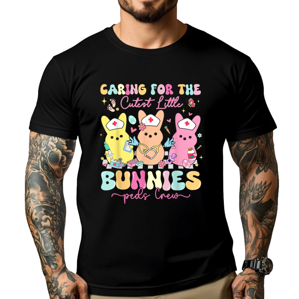 

Caring For The Cutest Little Bunnies Peds Crew Easter Nurse Teeshirt Oversized T Shirt Valentines Day