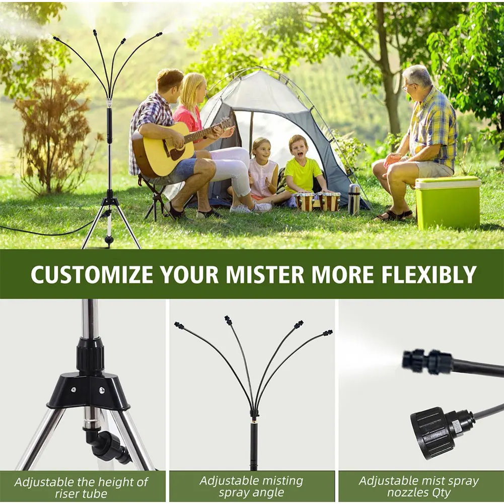 

Patio Standing Misters Adjustable Height Stand Misting System Portable Misters for Outside for Water Mist Playing Patio Cooling