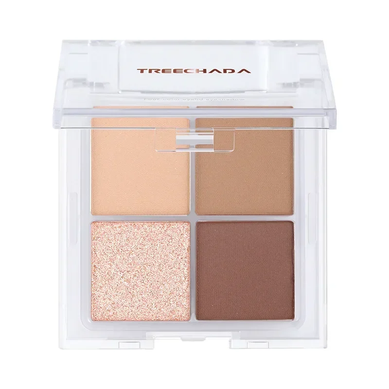 TREECHADA 4-color Eyeshadow Palette Eye Makeup Cosmetics Earth Color Matte Shimmer Long-lasting Waterproof Genuine Original
