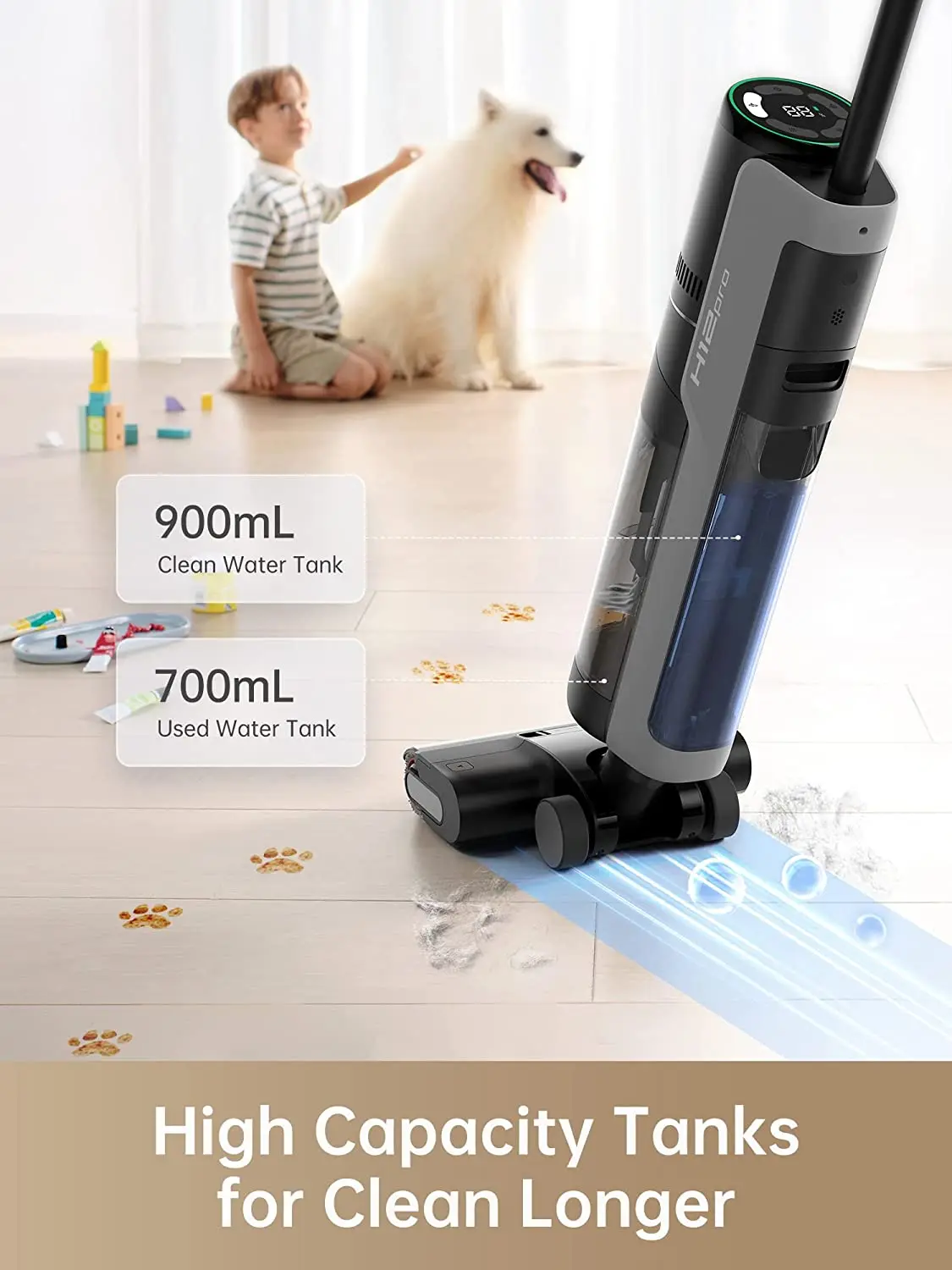 Dreametech-H12 PRO Wet Dry Aspirador, Smart Floor Cleaner, sem fio e esfregão para pisos duros, secagem a ar quente