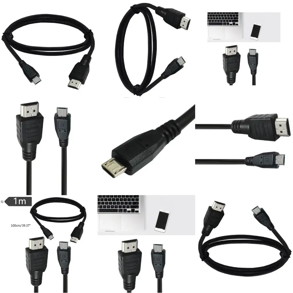 HDMI To Micro USB 5P Cable, 1m Micro USB To HDMI Cable Adapter Male Data Charging Cord Converter Connector Cable