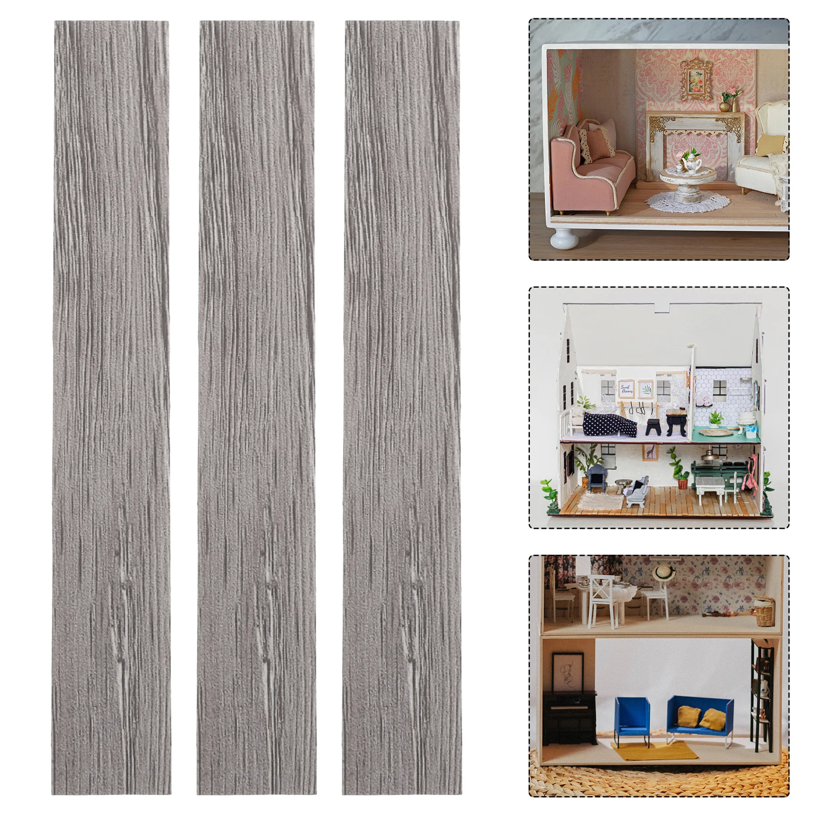 

40pcs Dollhouse Flooring Panels Realistic Wood Grain Floorboards For 1:12 Scale Mini Houses Self-Adhesive Easy Diy Assembly Wear