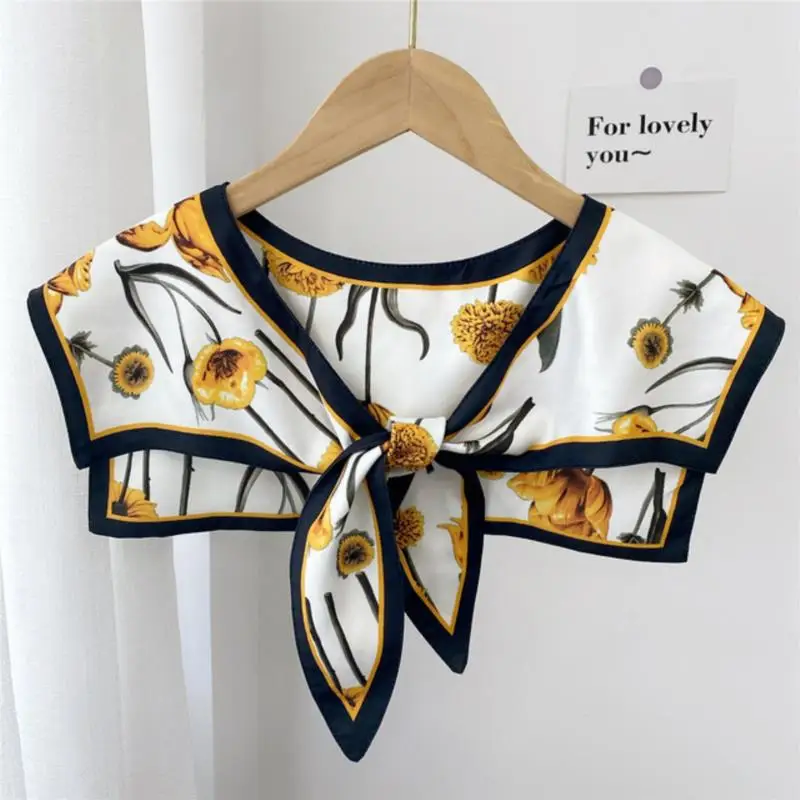 Front Tie Women Shawl Fake Collars Female Summer Cool Print Detachable Collar Dress Shoulder Wrap Shirt Blouse Tops False Collar