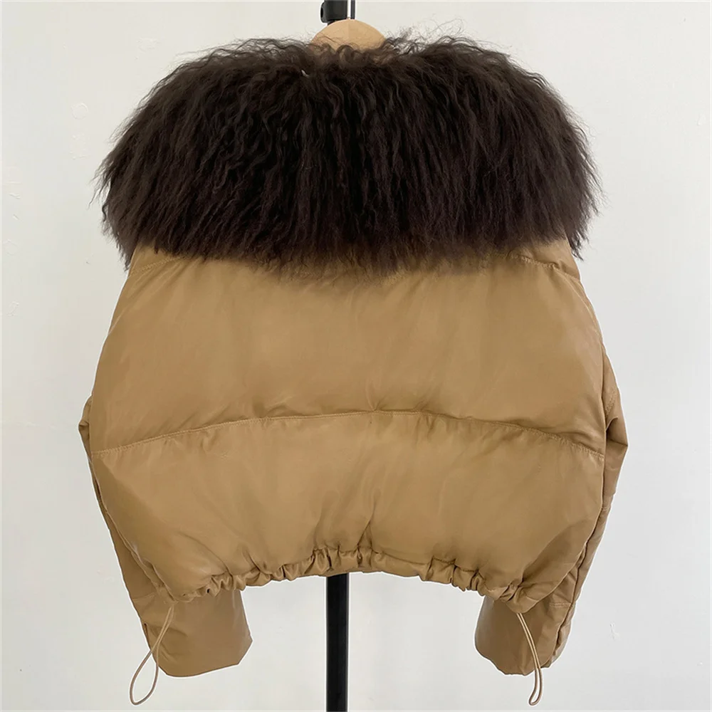 2025, dames winterdonsjack, satijn, bontkraag, warm, casual, damesbovenkleding, Y2K nieuwe mode, hoogwaardige jasbeha