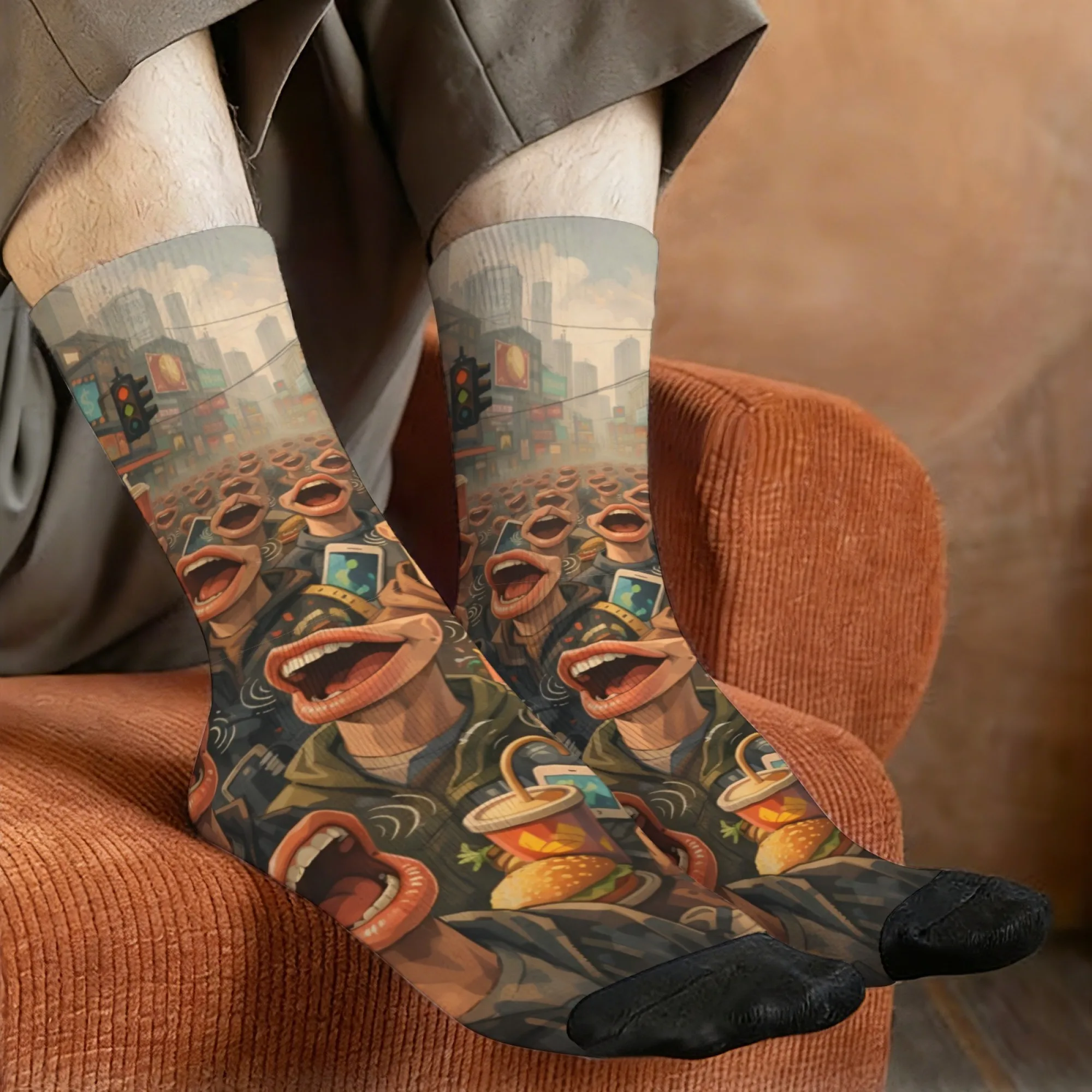 Novel and stylish urban-style men's socks, comfortable, breathable, non-slip, casual, perfect for parties and holidays.